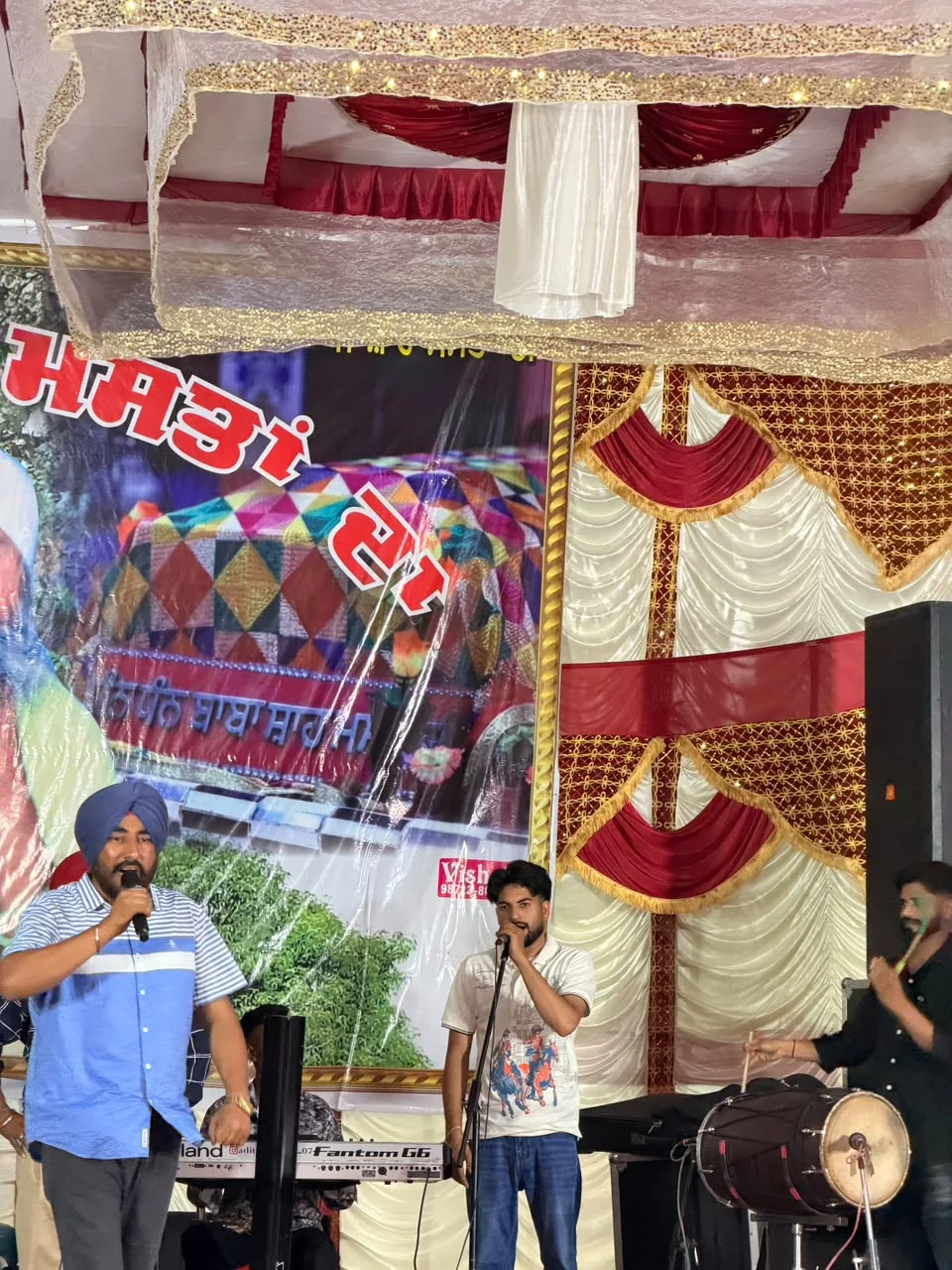 Prabh Sheron performing as a Punjabi co-singer on stage